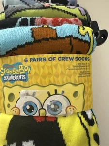 New 6 Pair SpongeBob SquarePants Crew Socks Mr Krabs Squidward Patric - Picture 1 of 10