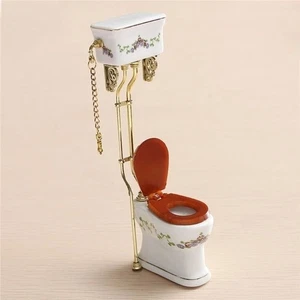 White Porcelain Miniature Bathroom Toilet DIY Accessories - Picture 1 of 12