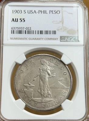 1903-S USA-Philippines Silver Peso NGC AU55 - Image 1 of 4