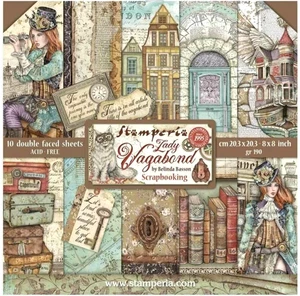 Stamperia Lady Vagabond 8x8 Paper Pad 10 Double Faced Sheets - Picture 1 of 11
