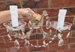 Vintage Stil Doppel Wandleuchter Messing und Glas - Bild 1 von 24