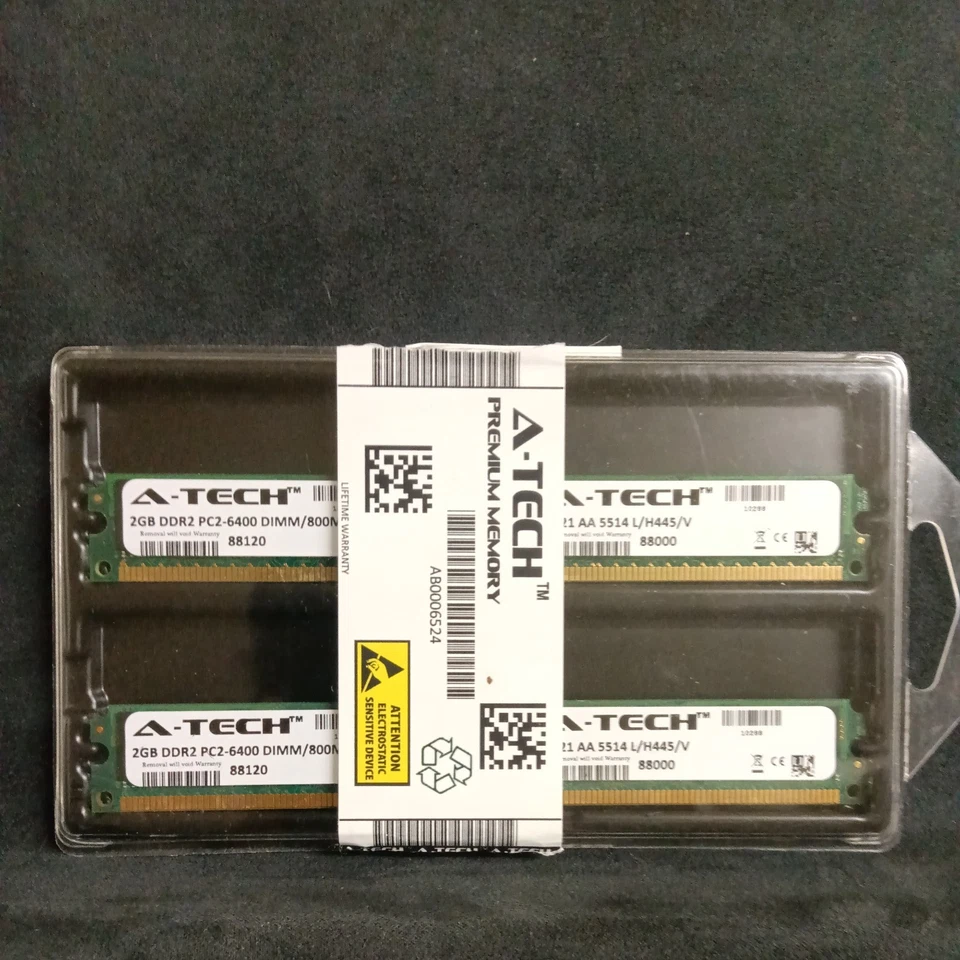 A-Tech 4GB 2x 2GB PC2-6400 Desktop DIMM DDR2 800 MHz Non-ECC Memory RAM 6400U 4G - Image 1 of 1