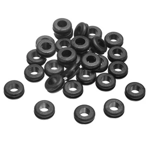 60Pcs, 8x10mm Rubber Grommets, Firewall Grommet Automotive for Wiring, Black - Afbeelding 1 van 6