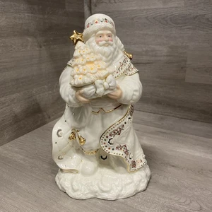 2004 Lenox Babbo Natale fiorentino e perlato con albero illuminato alto 11" - testato funzionante - Foto 1 di 21
