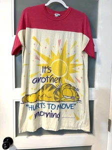 Vintage 70er Jahre Garfield Tshirt One Size gelb Einzelnaht Nachthemd - Bild 1 von 12