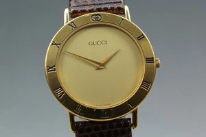 [Exc+5] Gucci 3000.2.M 33mm Gold Dial Quartz Men's watch from japan - Picture 1 of 10
