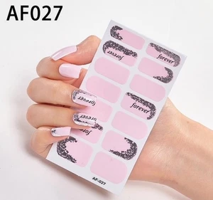 NAIL ART FULL GEL NAIL STICKER WRAPS PINK & SILBER FOREVER XAF-027 - Bild 1 von 1