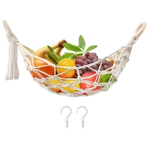 Hanging Fruit Hammock with Hooks Hanging Fruit Basket Under the Kitchen Cabinet - Picture 1 of 6