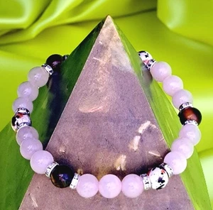 Heart-Steady Courage: Rose Quartz & Tiger's Eye Handmade Bracelet - Picture 1 of 4