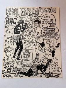 Vintage Carlos Zarate Mexikanischer Boxer Sport Magazin Skizze Zeichnung Original 70er #3 - Bild 1 von 2