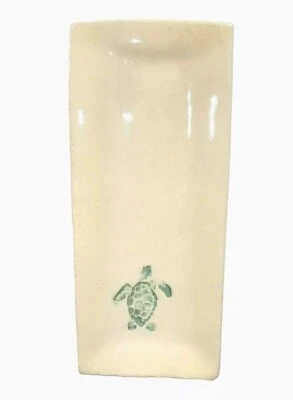 Studio Artist Pottery Signed Rectangle Tray Dish embossed Turtle Nature 14 x 6" - Image 1 of 4