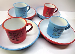 Vintage Kockums Child Nursery Enamelware 4 Bowls and 4 cups, VN! - Picture 1 of 19