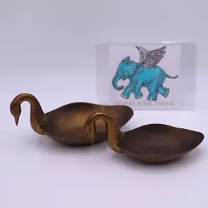 Vintage Schwan Süßigkeiten Schale Schmuck Nuss Seife INDIEN Messing Gans Set 2 - Bild 1 von 7