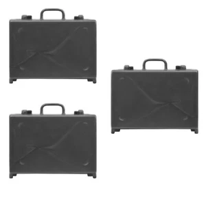 Set of 3 Black Plastic Toy Miniature Briefcases Accessories for 6 Inch Figures - Picture 1 of 2
