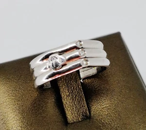Anillo Mujer Oro Blanco 750 18KT Banda Alta Diamantes Compromiso Aniversario - Imagen 1 de 3