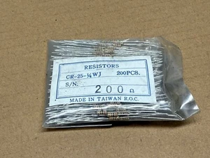 200 pcs 200 ohm resistor CR-25-1/4WJ carbon film resistors 1/4 watt 5% LOT USA - Picture 1 of 3