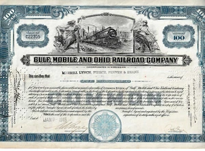 1940's Gulf, Mobile and Ohio Railroad Certificate Choice of 2 N19 - Picture 1 of 6