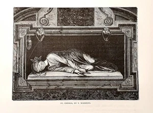 1875 = ROME = SANTA CECILIA del MADERNO = Small Antique Print = ROME Old Print - Picture 1 of 1