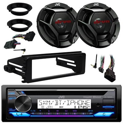 JVC CD Stereo Receiver, 2x 6.5" Speaker w/Adapter, Handlebar Kit, Install Kit - Image 1 of 4