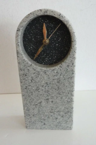 Handmade USA Gray Black Speckled Granite Memphis Inspired Quartz Shelf Clock AA Cover