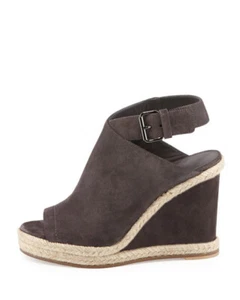 VINCE Evengeline dark smoke brown suede wedge sandals espadrilles platform 7.5 - Picture 1 of 8