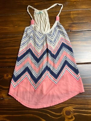 Maurices Tank Top Women's Size Medium, Blue Tan Pink, Chevron Pattern, Spaghetti - Image 1 of 4