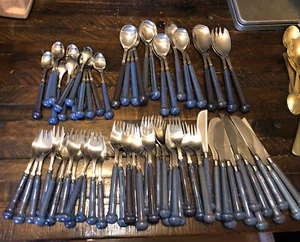 Denby MIDNIGHT Kismet Regency Blue Storm Plum Stainless Flatware #70 Pieces - Picture 1 of 9
