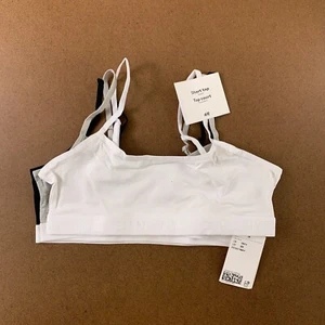 H&M Girls Size 20 Black White Gray Jersey Wireless Pullover Bralette 3 Pack NWT - Picture 1 of 6