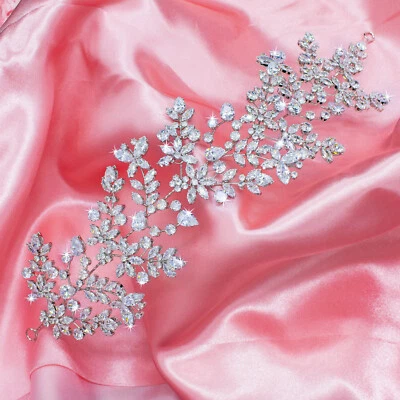 Vine Für Haar, Braut, Simulierte Diamanten Wildblumen Design Rhodium Beschichtet - Bild 1 von 4
