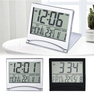 Home Digital LCD Screen Travel Alarm Clocks Desk Calendar Thermometer Timer - Image 1 of 4