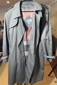 Vintage STORMPORT Gray Trench Coat SZ 42R Removable Liner Double Breasted CLEAN! - Picture 1 of 16