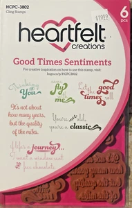 Juego de 6 estampillas sin montar Heartfelt Creations Good Times Sentiments HCPC-3802 - Imagen 1 de 4