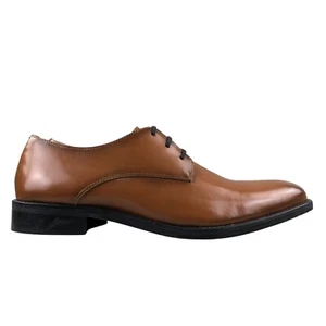 Express NWT Men's Size 11 Brown Leather Lace-Up Plain Toe Oxfords Dress Shoes - Picture 1 of 14