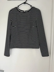Bec & Bridge Size 8 Blouse Black White Striped Stretch Long Sleeve Top EUC Shirt - Picture 1 of 2