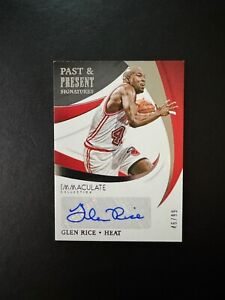 2020-21 Immaculate Past & Present Glen Rice Auto #PPS-GRC Miami Heat #d 46/99