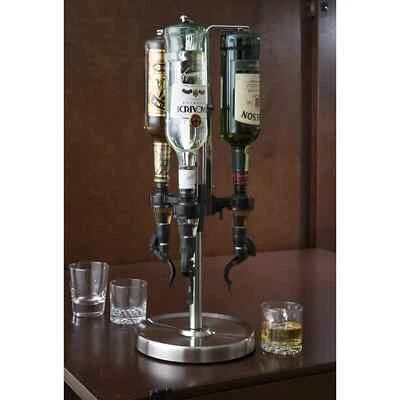 OGGI 3 Bottle Revolving Liquor Dispenser Stainless Steel - Image 1 of 3