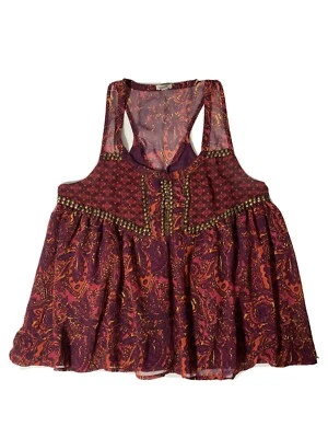 Ecote Blouse Women's Medium Maroon Sequins Embellishments Sleeveless Lined - Image 1 of 4