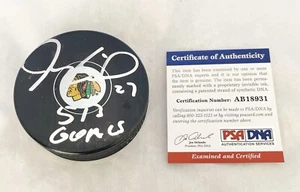 CHICAGO BLACKHAWKS JEREMY ROENICK signed AND INSCRIBED 513 GOALS PUCK PSA - Picture 1 of 4