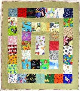 Vintage Handmade Baby Patchwork Quilt 39" x 35" Tigger, Monkeys, Batman, Fish - Picture 1 of 13