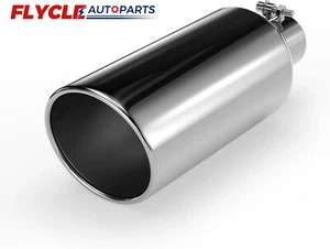 3" Inlet 4.5" Outlet 9" Long Exhaust Tip Silver Stainless Steel Bolt-On - Foto 1 di 7