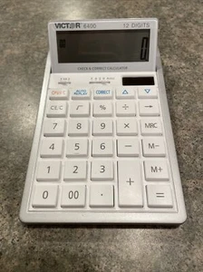 Victor 6400 12-Digit Check and Correct Desk Calculator, White - Picture 1 of 5