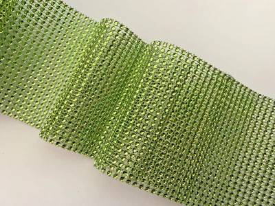 Malla de diamantes de imitación verde manzana, 4,5" de ancho, adorno brillante Foto 1 de 2