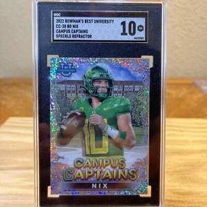 Bowman's Best Bo Nix Campus Captains 2022 refractor de motas GM 10 - Imagen 1 de 3