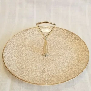 Plato para servir Homer Laughlin Rhythm Karolyte de colección con mango oro 22KT - Imagen 1 de 5