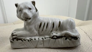 Vintage Japanese White Porcelain Tiger Golden Stripes - Picture 1 of 22