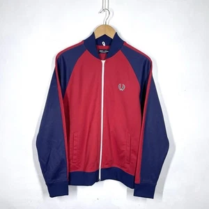 Fred Perry Track Jacket Mens M Red Navy Tracksuit Top Mod Terrace Ska Retro - Picture 1 of 9