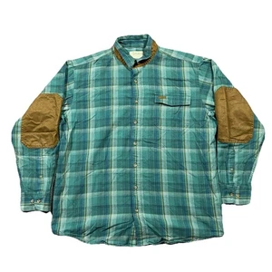Cabelas Outfitter Serie kariertes Hemd Ellenbogen Patches XL Tall grün Baumwolle - Bild 1 von 9