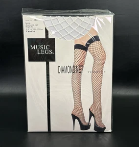 Netz Overknee Strümpfe Diamant Netz Weiß Halloween Kostüm Festival Tanz - Bild 1 von 9