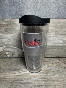 DIET COKE Patch 24oz Tervis Double Walled Tumbler Clear w/ Black Lid - Picture 1 of 6
