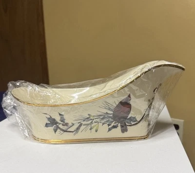 Carrito de vino Lenox Winter Greetings rojo cardenal Navidad Foto 1 de 4